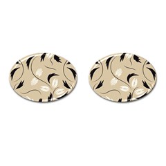 Folk Flowers Print Floral Pattern Ethnic Art Cufflinks (oval)