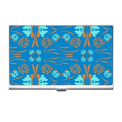 Floral Folk Damask Pattern Fantasy Flowers  Business Card Holder by Eskimos