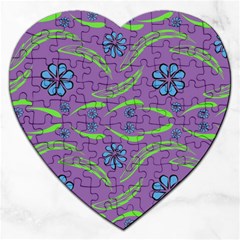 Folk Flowers Print Floral Pattern Ethnic Art Jigsaw Puzzle (heart) by Eskimos