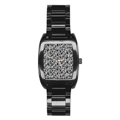 Black And White Qr Motif Pattern Stainless Steel Barrel Watch by dflcprintsclothing