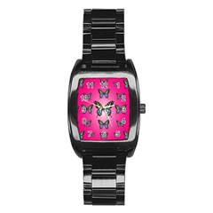 Butterfly Stainless Steel Barrel Watch