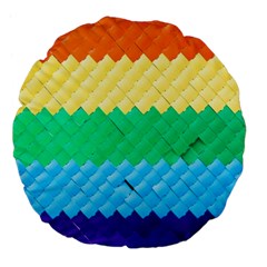 Mandalas-1084082 Textured-rainbow Large 18  Premium Flano Round Cushions by jellybeansanddinosaurs