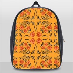 Floral Folk Damask Pattern  School Bag (xl) by Eskimos