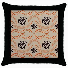 Folk Flowers Print Floral Pattern Ethnic Art Throw Pillow Case (black) by Eskimos