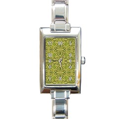 Floral Folk Damask Pattern Fantasy Flowers  Rectangle Italian Charm Watch by Eskimos