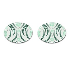 Folk Flowers Print Floral Pattern Ethnic Art Cufflinks (oval) by Eskimos