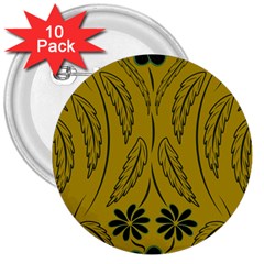 Folk Flowers Print Floral Pattern Ethnic Art 3  Buttons (10 Pack)  by Eskimos