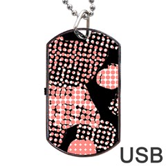 Abstrait Effet Formes Noir/rose Dog Tag Usb Flash (two Sides) by kcreatif