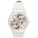 Fractal Feathers Round Plastic Sport Watch (M) Front