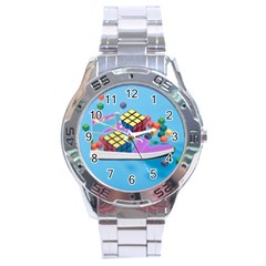 Floating-cubes-on-blue Backgrounderaser 20220422 203144521 Backgrounderaser 20220422 203216276 Stainless Steel Analogue Watch