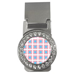 Trans Flag Squared Plaid Money Clips (cz) 