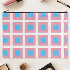 Trans Flag Squared Plaid Cosmetic Bag (xxxl) by WetdryvacsLair