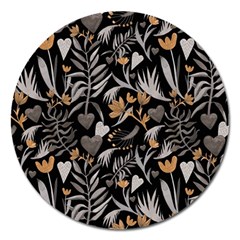   Plants And Hearts In Boho Style No  2 Magnet 5  (round) by HWDesign