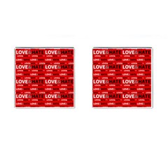 Love And Hate Typographic Design Pattern Cufflinks (square) by dflcprintsclothing