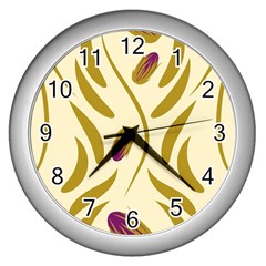 Folk Flowers Print Floral Pattern Ethnic Art Wall Clock (silver) by Eskimos