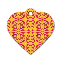 Folk Flowers Print Floral Pattern Ethnic Art Dog Tag Heart (one Side) by Eskimos