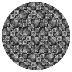 Black And Grey Rocky Geometric Pattern Design Round Trivet