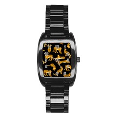 Seamless-exotic-pattern-with-tigers Stainless Steel Barrel Watch