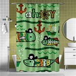 Seamless Pattern Fishes Pirates Cartoon Shower Curtain 48  x 72  (Small)  Curtain(48  X 72 ) - 42.18 x64.8  Curtain(48  X 72 )