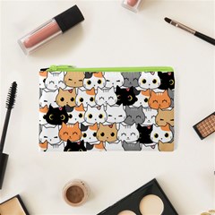 Cute-cat-kitten-cartoon-doodle-seamless-pattern Cosmetic Bag (xs) by Jancukart