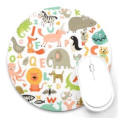 Children Alphabet Seamless Pattern Round Mousepads