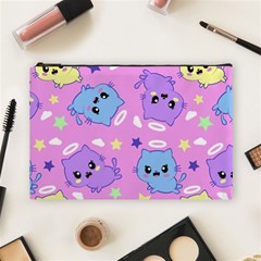 Seamless Pattern With Cute Kawaii Kittens Cosmetic Bag (large) by Jancukart