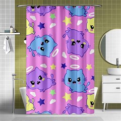 Seamless Pattern With Cute Kawaii Kittens Shower Curtain 48  X 72  (small) 