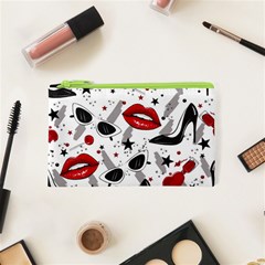 Red Lips Black Heels Pattern Cosmetic Bag (xs)