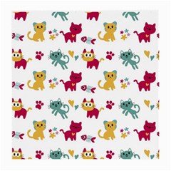 Pattern With Cute Cats Medium Glasses Cloth by Jancukart