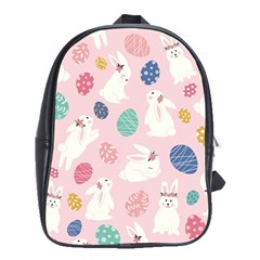 Cute Bunnies Easter Eggs Seamless Pattern School Bag (xl)