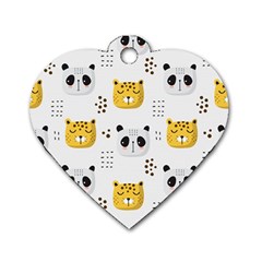 Seamless Pattern Cute Animals Dog Tag Heart (one Side)