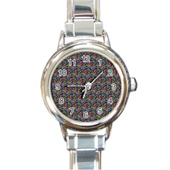 Seamless Prismatic Geometric Pattern With Background Round Italian Charm Watch