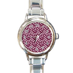 Small Flowers Pattern Round Italian Charm Watch