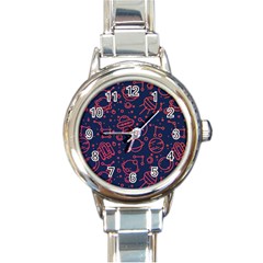 Seamless Space Pattern Round Italian Charm Watch