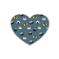 Sushi Pattern Rubber Heart Coaster (4 Pack)