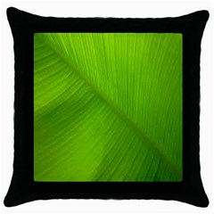 Banana Leaf Throw Pillow Case (black) by artworkshop