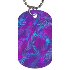 Leaf-pattern-with-neon-purple-background Dog Tag (two Sides)