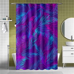 Leaf-pattern-with-neon-purple-background Shower Curtain 48  X 72  (small) 