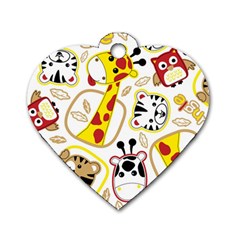 Vector-seamless-pattern-nice-animals-cartoon Dog Tag Heart (two Sides)