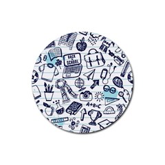 Hand-drawn-back-school-pattern Rubber Round Coaster (4 Pack) by Jancukart