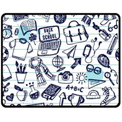 Hand-drawn-back-school-pattern Fleece Blanket (medium) 