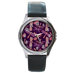 Dragonfly-pattern-design Round Metal Watch by Jancukart