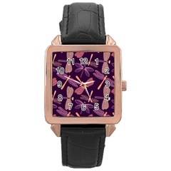 Dragonfly-pattern-design Rose Gold Leather Watch  by Jancukart