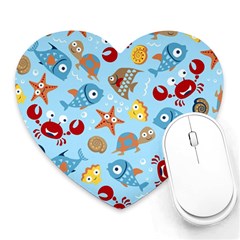 Seamless-pattern-funny-marine-animals-cartoon Heart Mousepads