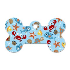 Seamless-pattern-funny-marine-animals-cartoon Dog Tag Bone (one Side)