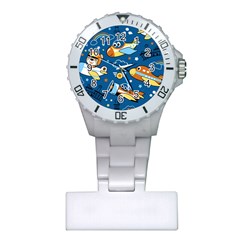 Seamless-pattern-with-nice-planes-cartoon Plastic Nurses Watch