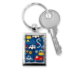 Seamless-pattern-vector-rescue-team-cartoon Key Chain (rectangle)