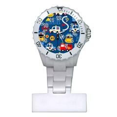 Seamless-pattern-vector-rescue-team-cartoon Plastic Nurses Watch