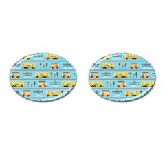 Buses-cartoon-pattern-vector Cufflinks (oval)