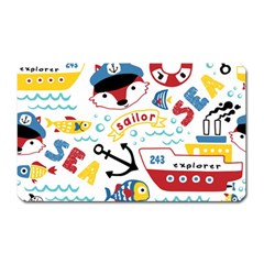 Seamless-pattern-vector-sailing-equipments-cartoon Magnet (rectangular)